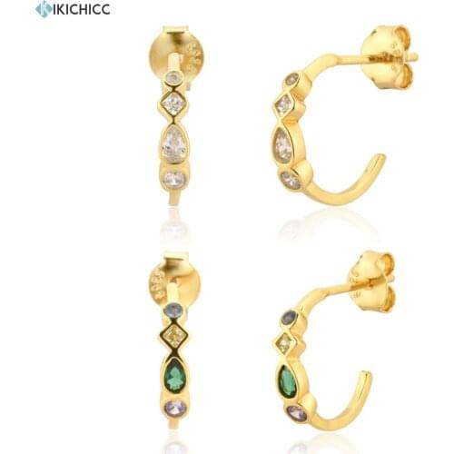 KIKICHICC 925 Sterling Silver Gold 2021 9mm Clear Circle Hoops Piercing Clips Pendiente Luxury Fashion Ctystal Jewelry Gift