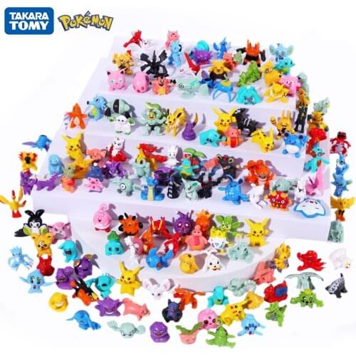 144Pcs Tomy Pokemon hand-made Pokemon character model collection 3-4 cm Pokémon toy doll Pikachu decoration child birthday gifts