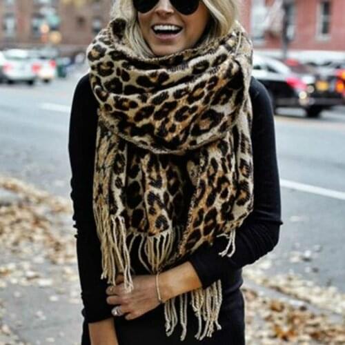 Brown Poncho Leopard Femme Winter Blanket Scarf Warm Soft Cashmere Thicken Long Ladies Tassel Scarves Women 2020 Poncho Foulard
