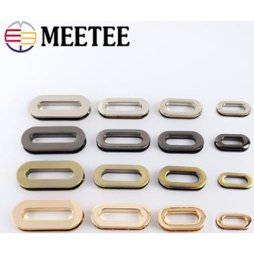 Meetee 4pcs 18/25/32/38mm Metal Egg-shaped Eyelet Buckles Screw O Ring Hook DIY Bags Strap Chain Belt Clasp Accessories BF328