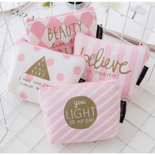 1PCS Mini Womens Purse Coin Holder Wallet Money Bags Canvas Coin Key Card Wallet Zipper Change Case Purses Holder Small Pouch