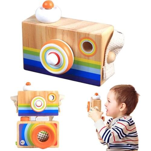Mini Cartoon Camera Kaleidoscope Children Classic Wooden Toy Baby Educational Montessori Learning Toy Child Gift Kids Toy Camera