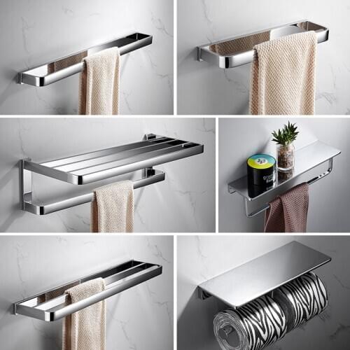 Bathroom Accessories Set Solid Brass Chrome Tissue Holder Corner Shelf Basket Towel Rack Toilet Brush Holder Bath Hardware Set