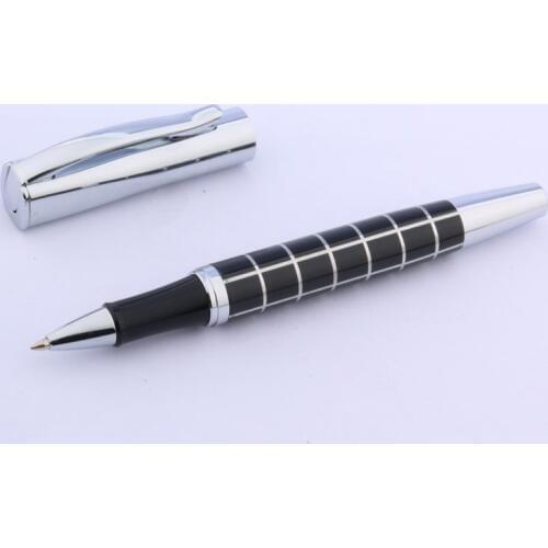 Metal new 051 quadrilateral Grid lines Trim black Rollerball Pen
