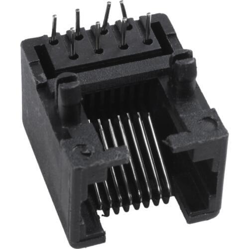 New 20pcs RJ45 8P8C Computer Internet Network PCB Jack Socket Black