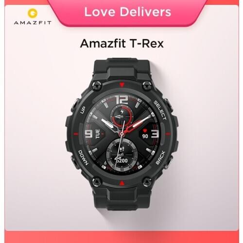 New 2020 CES Amazfit T rex T-rex Smartwatch Control Music 5ATM Smart Watch GPS/GLONASS 20 days battery life MIL-STD for Android