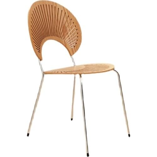 Solid Wood Dining Chair Home Simple Modern Shell Chair Sun Chair Makeup Chair Danish Designer Nordic Back Chair