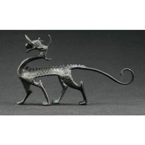 Rare COLLECTIBLES OLD DECORATED HANDWORK BRONZE CARVING DRAGON WONDERFUL STATUE
