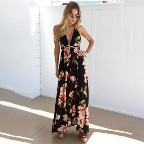 Dress Sleeveless Floral Print Women Backless Maxi Dresses for Party Sexy Holiday Sundress Asymmetrical Fashion Casual Dresses