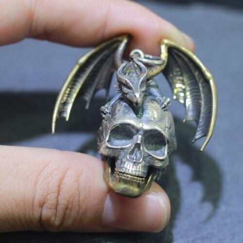 925 Sterling Silver skull punk pendant charm decorate necklace bracelet keyring... jewelry A5017