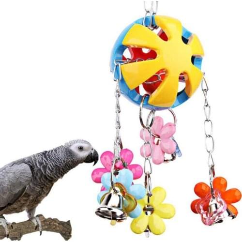 Parrots Bird Toys Bird Accessories Pet Colorful Beads Bells Chew Swing Toys For Budgie Parakeet Cage Bird Cage Hanging Toys