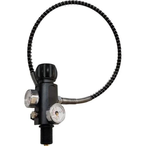 PCP Paintball Tank Dual Gauge Charging Valve 400bar 6000psi Air Filling Station Refill Adapter With 50cm Hose