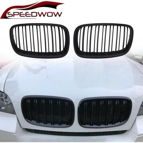 SPEEDWOW Car Gloss Black Front Bumper Intake Kidney Grille Car Styling Racing Grills For BWM X5 X6 E70 E71 2007-2013 1 Pair