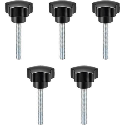 Uxcell 5 Pcs Star Knobs Grips M8 x 50mm Male Thread Steel Zinc Stud Replacement PP