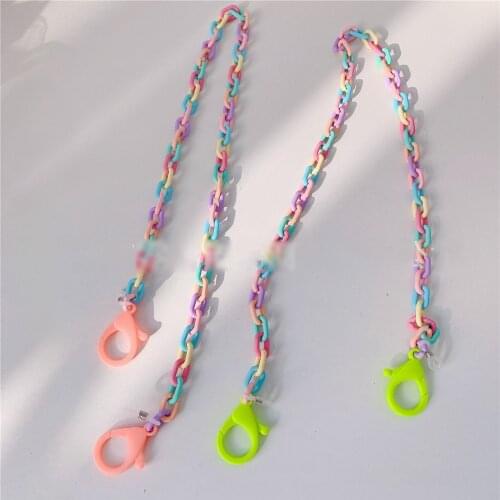 Vintage Mix Color Mask Chain Long Necklace For Women Men Colorful Cool Hip Hop Geometric Anti-lost rope Necklace Trendy Jewelry