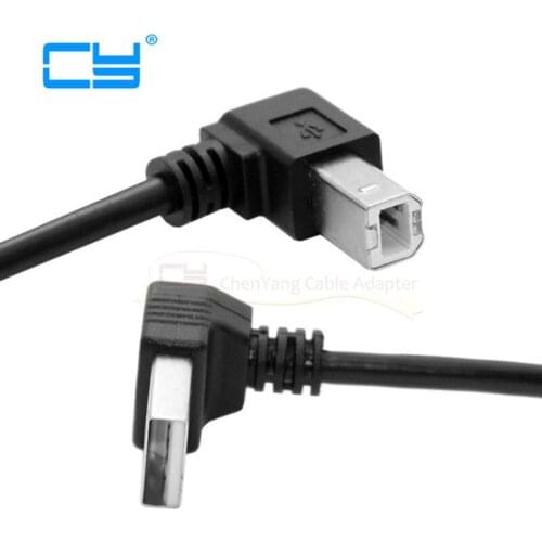 Down Angled USB 2.0 A Male to B Male Up Angled 90 Degree Printer Scanner HDD Cable 35cm