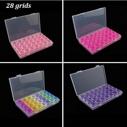 28/56 Grid Cross Stitch Cases Embroidery storage box plastic DIY Accessories Dismountable case Diamond Painting bead organizer
