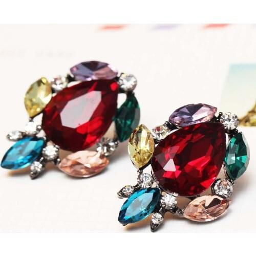 YaYi Jewelry Fashion Multi Glass Crystal Rhinestone Dangle Women Ancient Gold Color Wear Ear Band Long Tassel Earrings