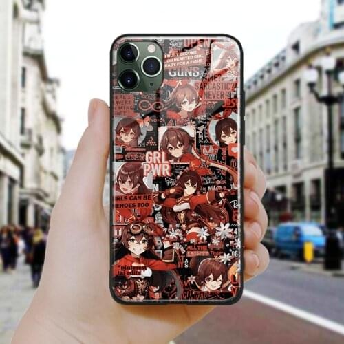 Amber genshin impact art design Silicone Glass Phone Case Cover Shell For iPhone SE 6 6s 7 8 Plus X XR XS 11 12 Mini Pro Max