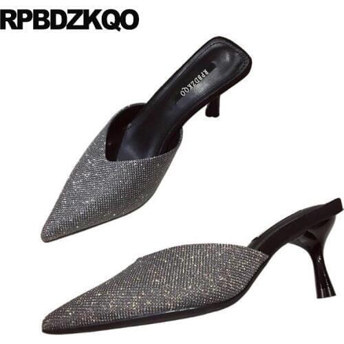 Diamond women high heels 2019 glitter bride crystal pointed toe thin jewel gun color rhinestone stiletto pumps ladies gold shoes