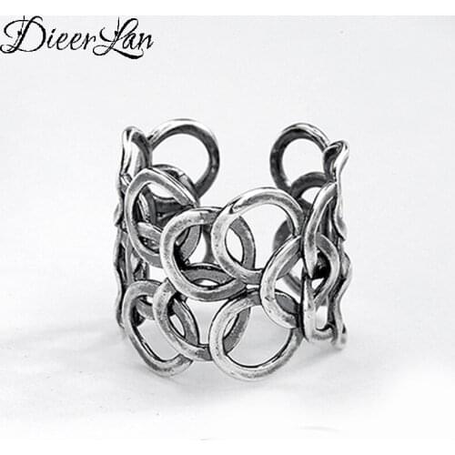 Vintage Retro Silver Color Adjustable Large Circle Rings For Women Female Fashion Punk Jewelry 2021