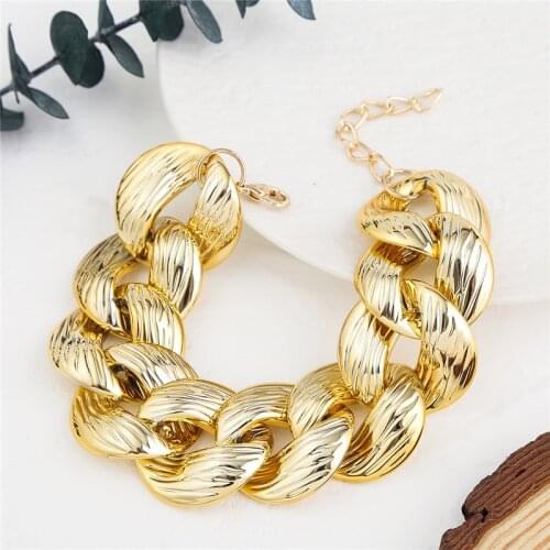 1PC Womens Mens Chain Bracelet Cuban Link Chain Bracelets Fashion Big Matte Hip Hop Exaggerated Thick Link Chains Bracelet