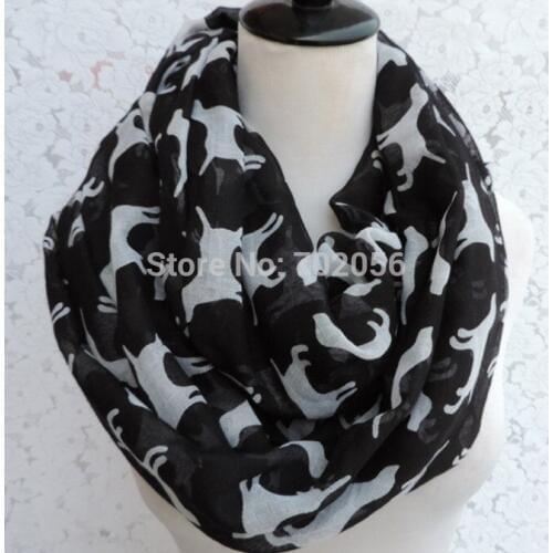 Dog print Voile Infinity Scarf For Women Fashion Long Ring Scarves All season 10pcs/lot #3816
