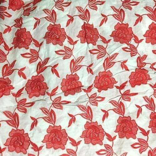 GLace 1Y/lot rose flower embroidery lace patchwork cotton fabirc women dress wedding decoration TX1092