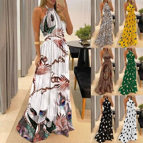 Ladies Butterflies Leopard Party Dress Women Off Shoulder FLower Backless Long Sundress High Waist Evening Vestidos Summer