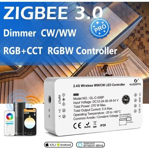 Zigbee 3.0 Smart Pro Warm Cold White RGB RGBW RGB CCT Led Strip Controller Light Dimmer Smart Things APP Alexa Echo Plus