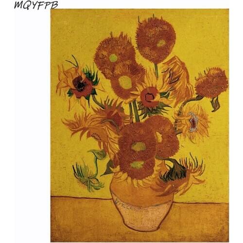 Van Goghs Famous Painting Sunflower Kraft Paper Wall Sticker Poster Decoration Painting Household Products 46x35cm