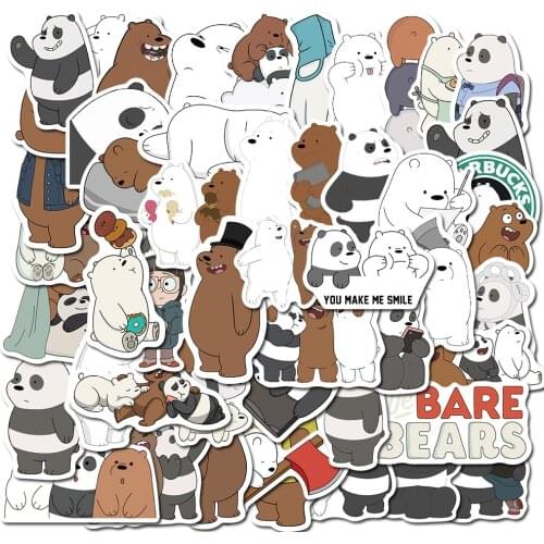 10/30/50PCS Super White Bear Cartoon Stickers Refrigerator Notebook Mobile Phone Case Waterproof Decorative Stickers Wholesale