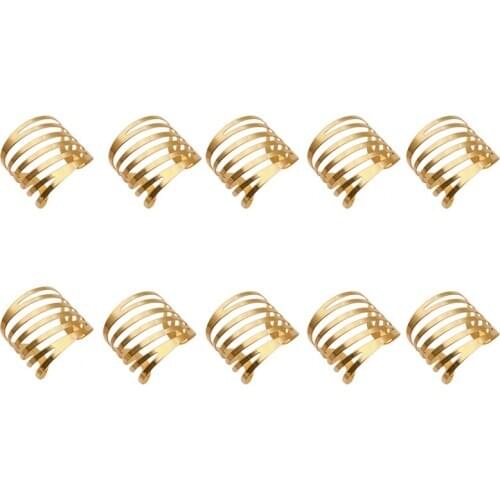 10Pcs Hotel Napkin Ring Napkin Holder Metal Napkin Buckle Christmas Wedding Party Gold Napkin Circle Banquet Dinner Table Decora