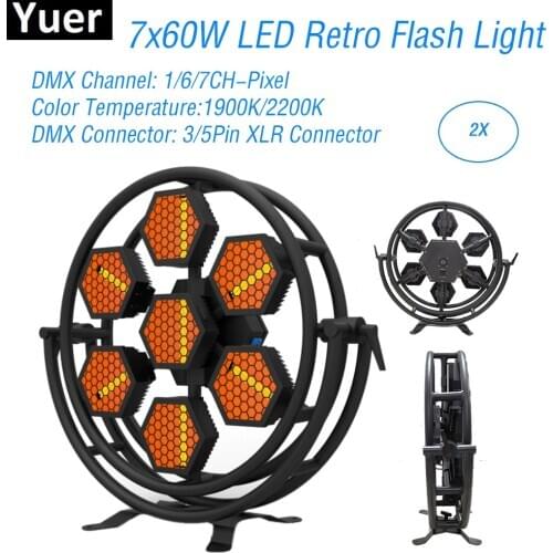 2Pcs/Lot 7x60W LED Retro Flash Light DMX512 LED DJ Bar Equipment Disco flashing lights dance Nightclub Party Effect Stage Light