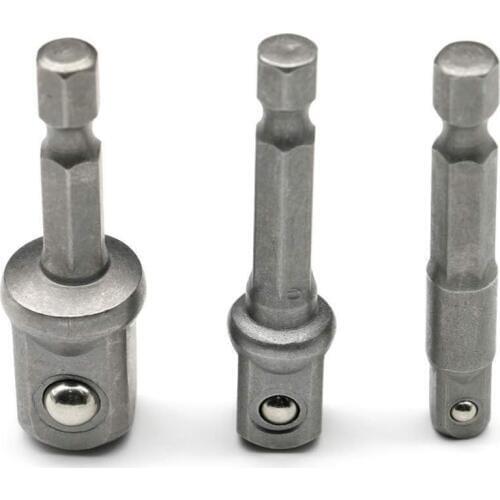 3PCS Hex Shank Wrench Drive Power Drill Socket Drill Adapter Socket Extension Drill Bit Adaptor 1/4" 3/8" 1/2" Screwdriver Tools