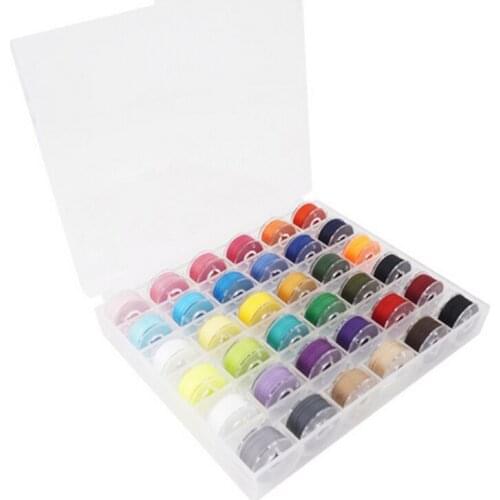 36pcs Polyester Sewing Thread Colored Bobbins Box Core Set With Plastic Storage Box Sewing Machine Accessories