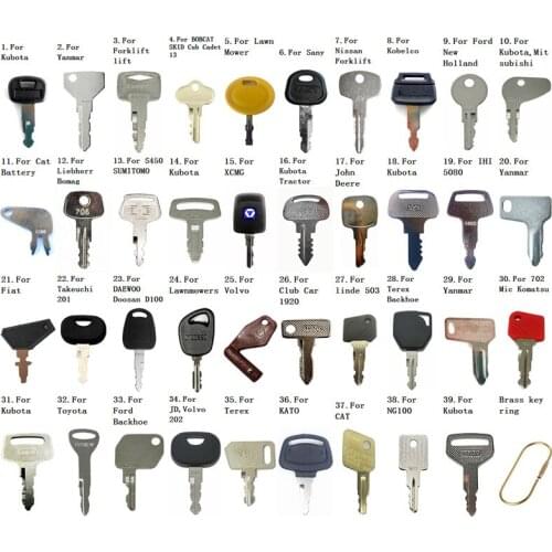 39 Construction Heavy Equipment Key for Kubota,Yanmar,New Holland,Ford,Mitsubishi,Caterpillar,Bobcat