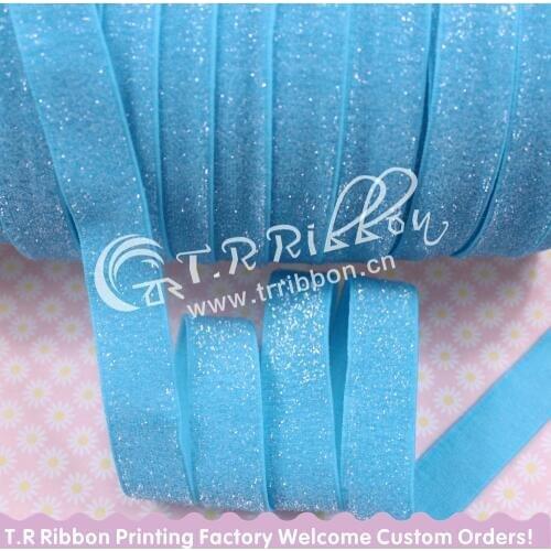 5/8" elastic frosted velvet ribbon #M-9(12) misty turquoise metallic velvet elastic ribbon 50yards/lot