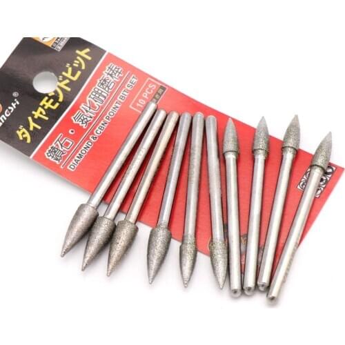 5PCS Diamond Needle Boron Nitride Grinding Rod Bullet Type Grinder Head 3*4mm 3*5mm 3*8mm