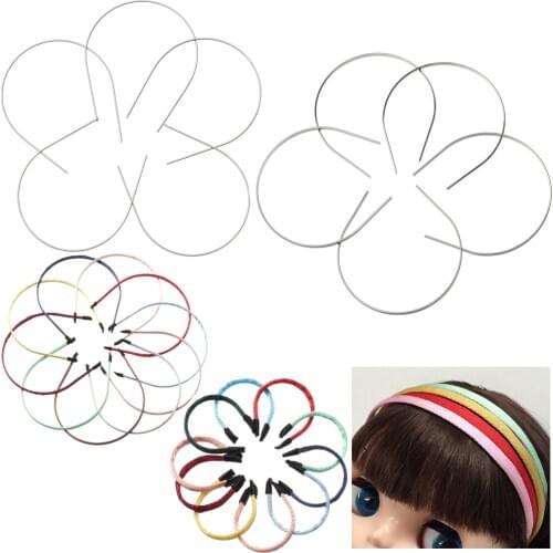 5PCS Cute DIY Doll Headband Materials Silver Round/Flat Wire Doll Hair Decoration Accessories Doll Head Band Parts