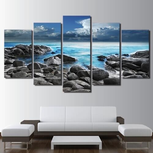 Canvas Wall Art Pictures Frame Kitchen Restaurant Decoration 5 Pieces Coast Reef Seascape Living Room Hd Printed Poster Painting