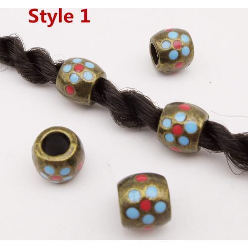 5Pcs/pack Bronze viking Rune hair braid dread beard dreadlock beads rings tube approx 5.8mm inner hole for hair accessories