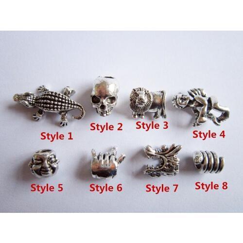 8pcs/pack skull animal different 8 styles hair braid dread dreadlock beads rings tube approx 4.5-5.5mm inner hole jewelry