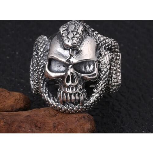 925 STERLING SILVER skull snake biker men mens rings Ring jewelry A2681