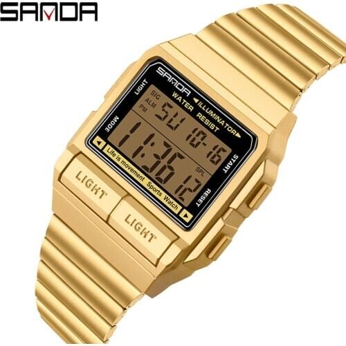SANDA Mens Watch Military 50M Waterproof Sport Wristwatch LED Vintage Digital Electronic Clock Mens Watche Reloj Hombre Relogio
