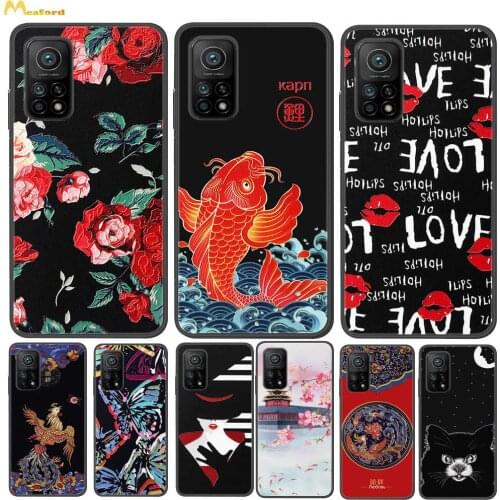 For Xiaomi Mi 10t PRO Case For Xiaomi Mi10t lite Phone Cover 3D Relief Painted Funda Xiomi Mi10 T M10t Cases Black Silicone Capa