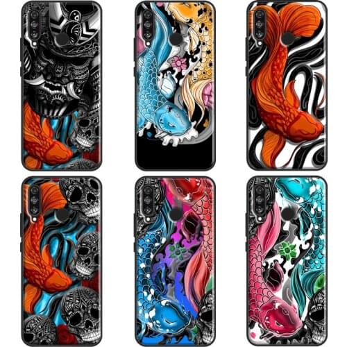 Koi carp fish japanese skull tattoo Case For Huawei Mate 20 Lite P Smart 2019 Z Coque For Huawei P40 Lite P10 P20 P30 Pro