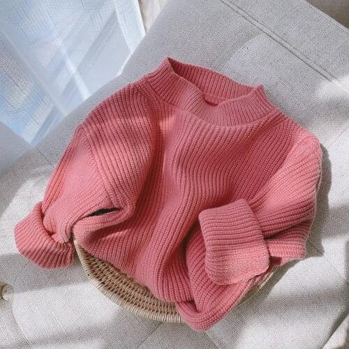 Childrens Warm Sweater Infants Low Collar Solid Color Pullover Striped Pit Bar Long Sleeve Top