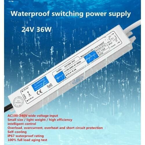 Long strip regulated IP67LED waterproof switching power supply DC12V / 24V10W / 15W / 20W / 25W / 30W / 36W / 45W / 50W safety m