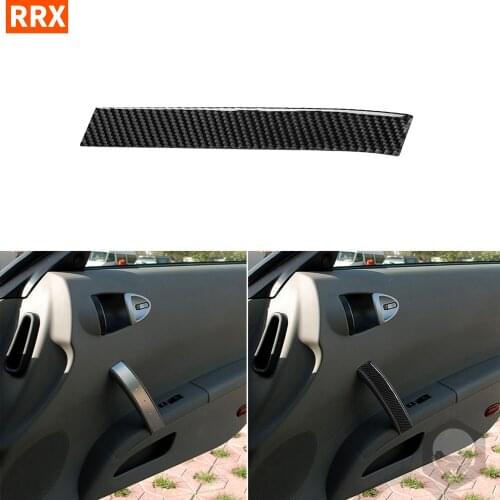 For Nissan 350Z Z33 2003-2009 Real Black Carbon Fiber Sticker Copilot Door Handle Decorative Interior Modified Car Accessories
